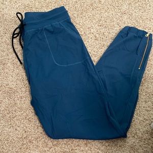 Zyia dark teal peak zipper joggers